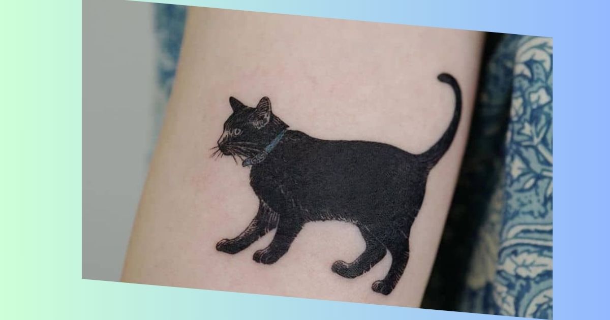 schwarze katze tattoo